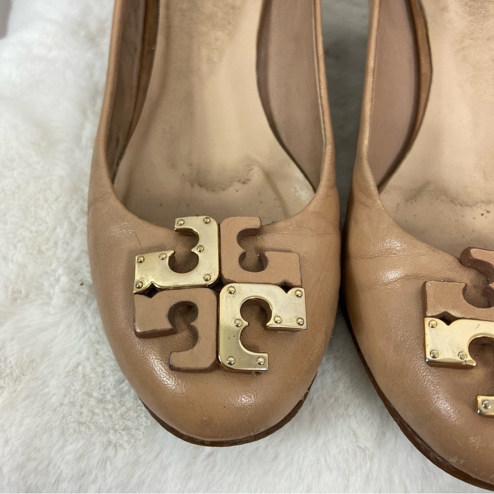 TORY BURCH Lowell New Logo Wedge Pump, Natural Blush. 7M - Picture 6 of 16